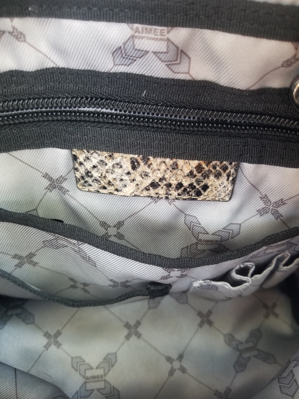 AIMEE KESTENBERG Snake-Print Tote in Beige, Black and Gold Tones - Picture 8 of 11
